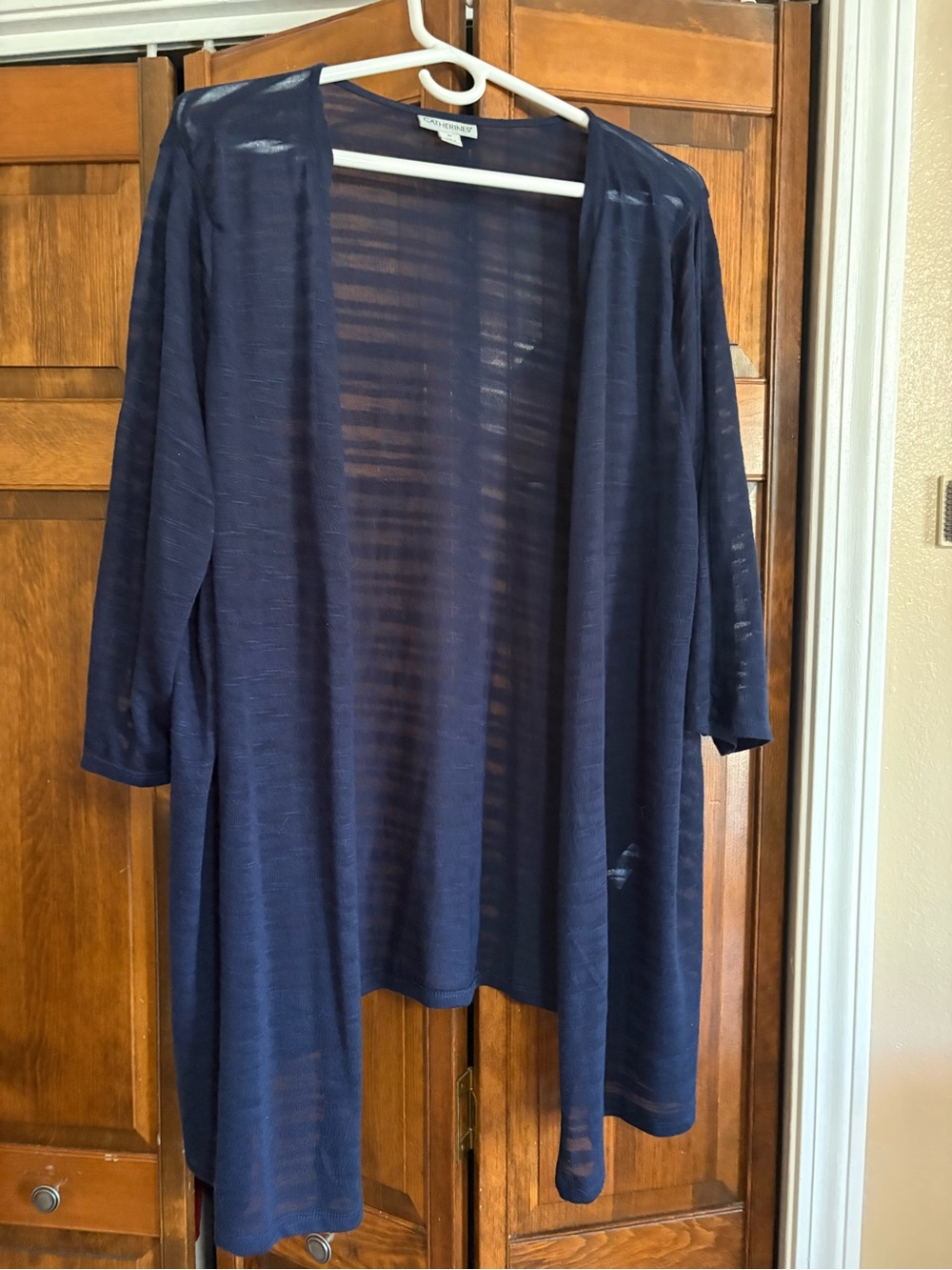 Catherine’s Navy Open-Front Lightweight Duster